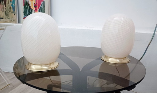 Een paar lampen van Murano-glas, jaren 70. – tafellampen, Murano Glass