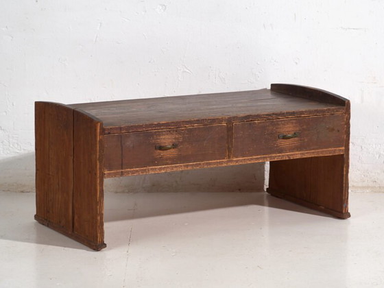 Japanese Low Desk Table with Drawers in Cedar – Showa Period (c.1926–1970) – Coffee tables, Metal, Rustic (photo 8 of 40)