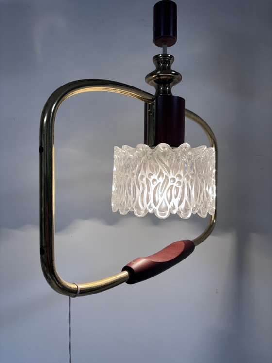 P Vintage Temde Hanglamp – Mid-Century Messing & Teak Hout – Jaren '60 – Hanglampen, Glass, Wood (photo 11 of 15)