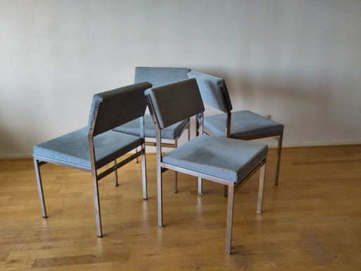 4x Pastoe SM07 Chrome Dining Chairs