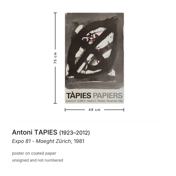 Image 1 of Antoni TAPIES Expo - Maeght Zürich-poster 1981
