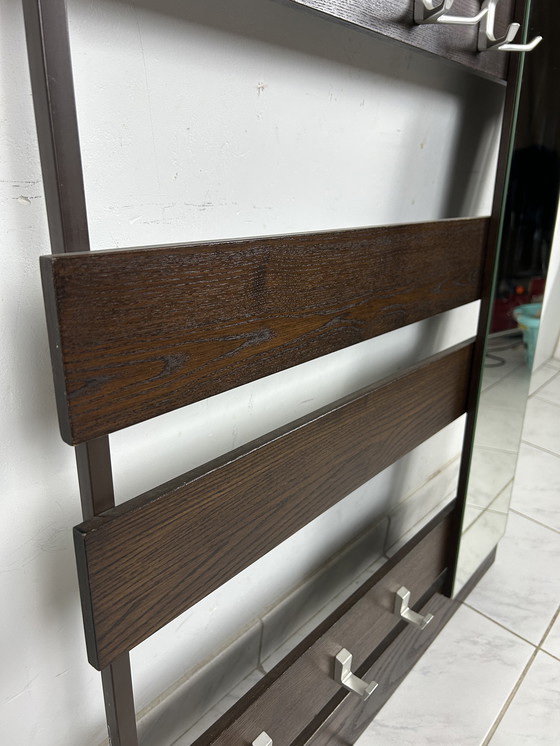 Image 1 of Vintage wall coat rack with mirror and hat rack