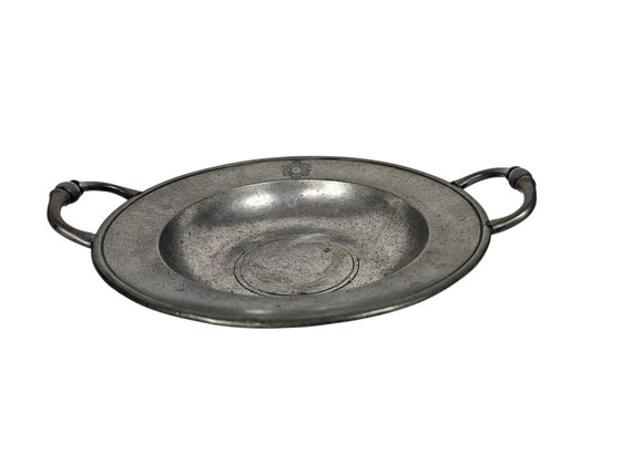 Image 1 of Plato de peltre - 'Porringer' - fuente para servir - contrastado - siglo XIX