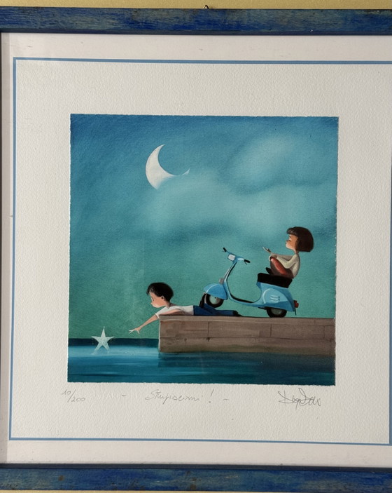 Image 1 of Pintura Giclée de Bellas Artes de Diego Santini, 35x35cm, Amaze Me, Enmarcada