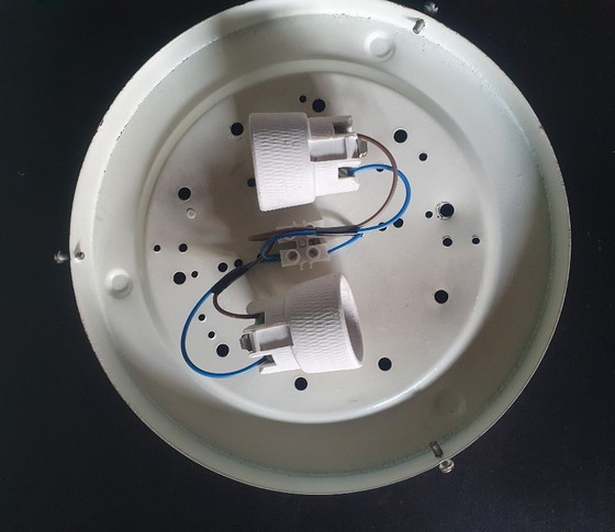 Image 1 of Vintage Raak Amsterdam opaline UFO glass ceiling lamp