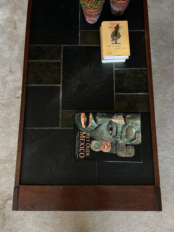 Image 1 of Brutalist salontafel Wenge natuursteen 70s Vintage 