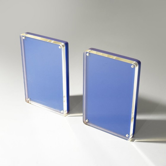 Pair of Blue and Clear Perspex Photo Frames, 1970s – Plastic, Plexiglass (photo 3 of 13)