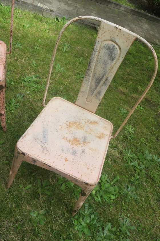 Set van 3 Art Nouveau Tolix geïnspireerde bistro-tuinstoelen – Metal (photo 4 of 10)