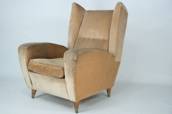 Image 1 of Mid-Century attributed Melchiorre Bega single Armchair in velvet. Italy 1950s