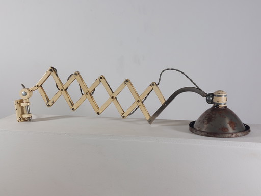Vintage scissor lamp, workshop lamp, wall lamp, metal