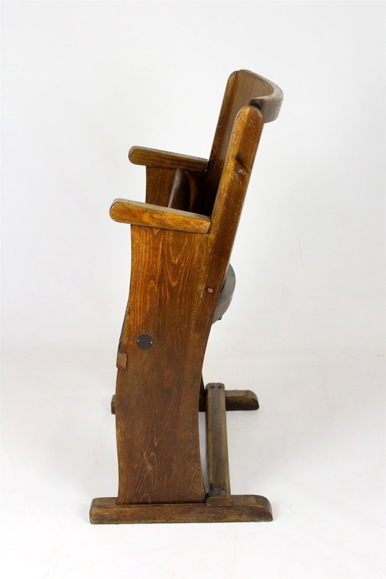Image 1 of Fauteuil de cinéma vintage TON (Thonet), tchèque des années 1940, siège de théâtre en bois