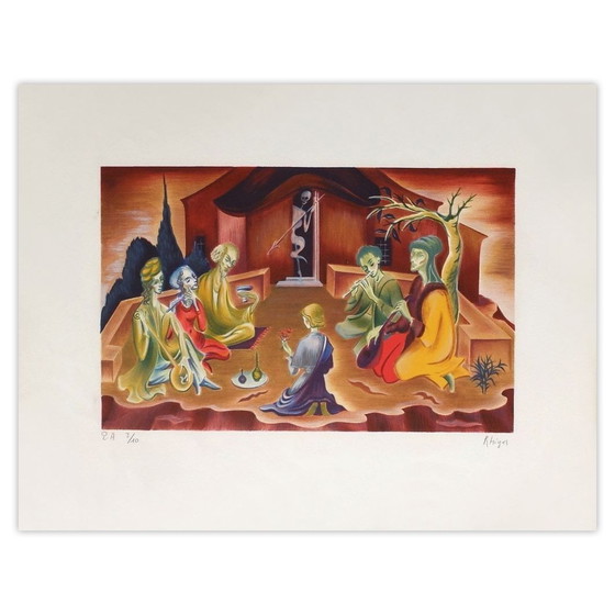 Image 1 of Georges RHIGAS La partie de musique Lithographie signée 1970