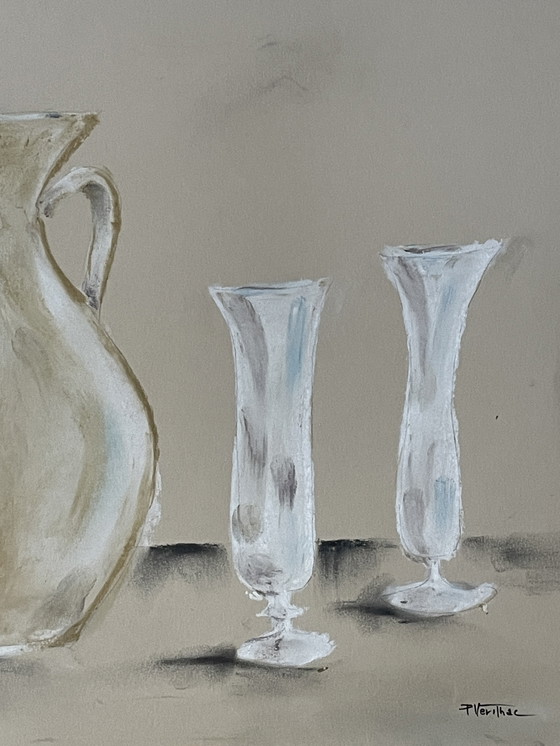 Image 1 of Natura morta firmata a pastello naturale "La brocca"