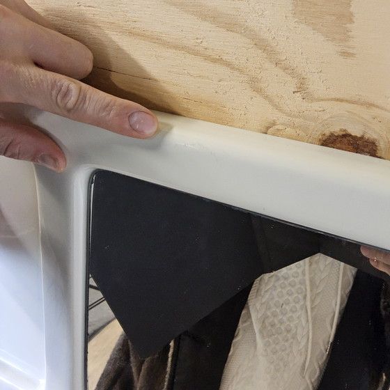 Image 1 of Appendiabiti da parete arancione vintage/spaziale con specchio (anni '70) appendiabiti in plastica e specchio