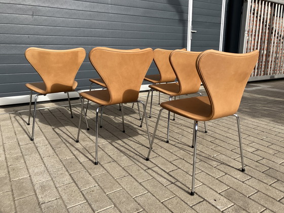 Image 1 of Sedie Butterfly serie 7 di Fritz Hansen in pelle Camel NUOVE!!