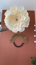 Rustic Cream Flower Chandelier – Handmade Crepe Paper Light Fixture