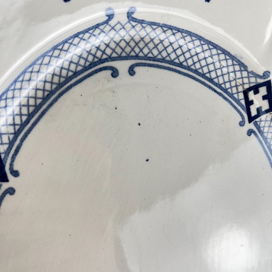 Image 1 of Grand Plat ovale Terre de Fer KG Lunéville, modele "Jane", bleu, 1890-1915