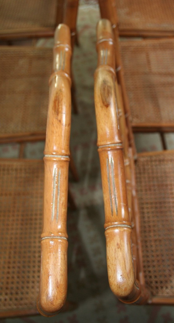 Image 1 of Set di 6 sedie vintage Chippendale in finto bambù (Jonathan Adler)