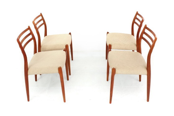Image 1 of als nieuw, Set van 4 Niels O. Møller by J.L. Møllers, Model 78 Vintage Teak Deense Eetkamerstoelen, nieuwe bekleding, RP. 5160,-