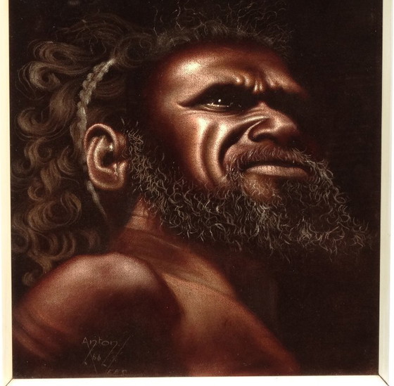 Image 1 of A couple of Aborigines, black velvet painting, 1966, Australia, natives
