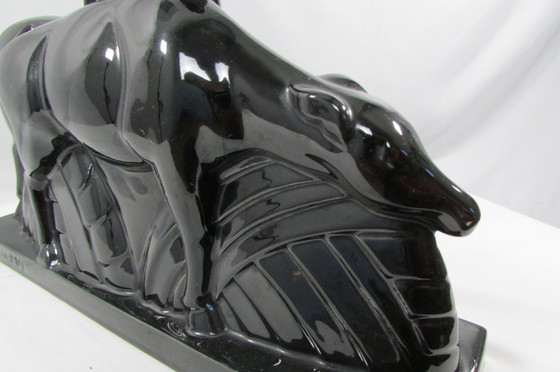 Image 1 of Pair of antelopes, LEMANCEAU, black ceramic