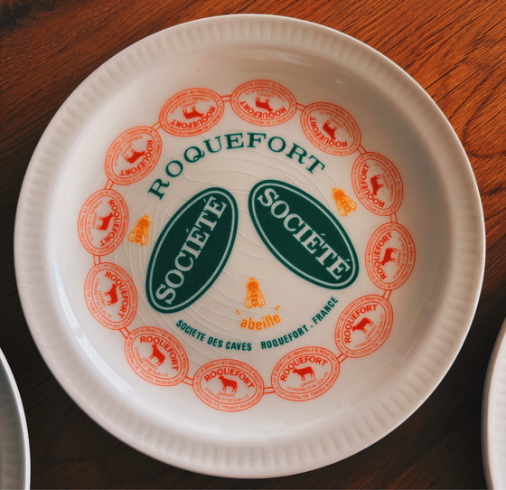 Image 1 of Vintage Franse kaasserveerset (5 kleurrijke borden)