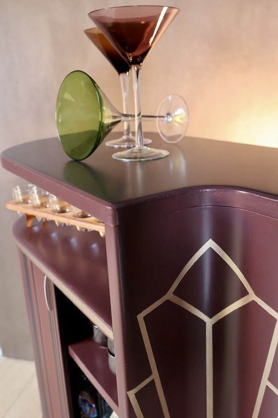 Image 1 of Mesilla de noche Auping Mueble bar torneado - El Art Decó se funde con la modernidad de mediados de siglo