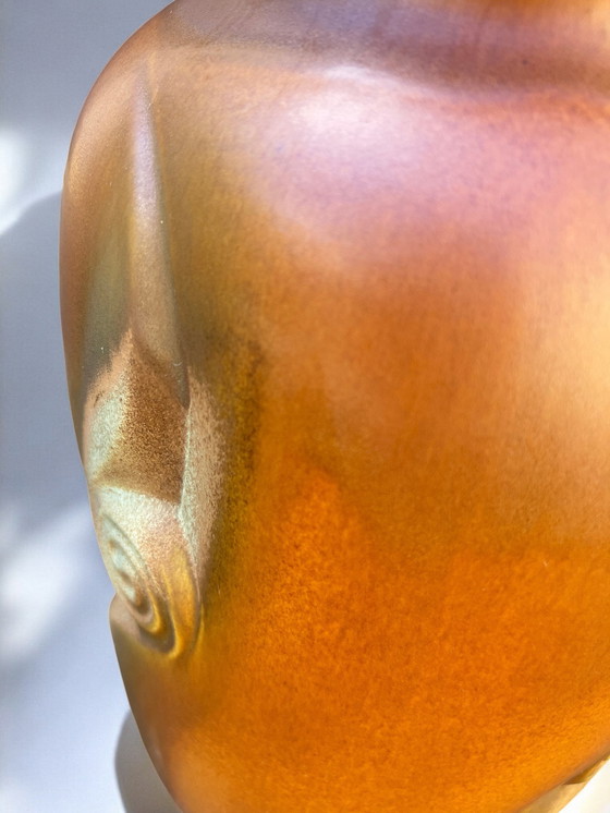 Image 1 of BAY model 720-45 - Large vintage floor vase, brown ceramic with relief pattern, 60s/70s