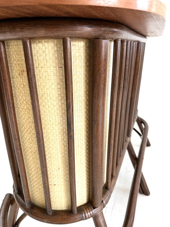 Mobile bar vintage in manou e rattan, Danimarca anni '60 – Sgabelli da bar, Copper (photo 4 of 14)
