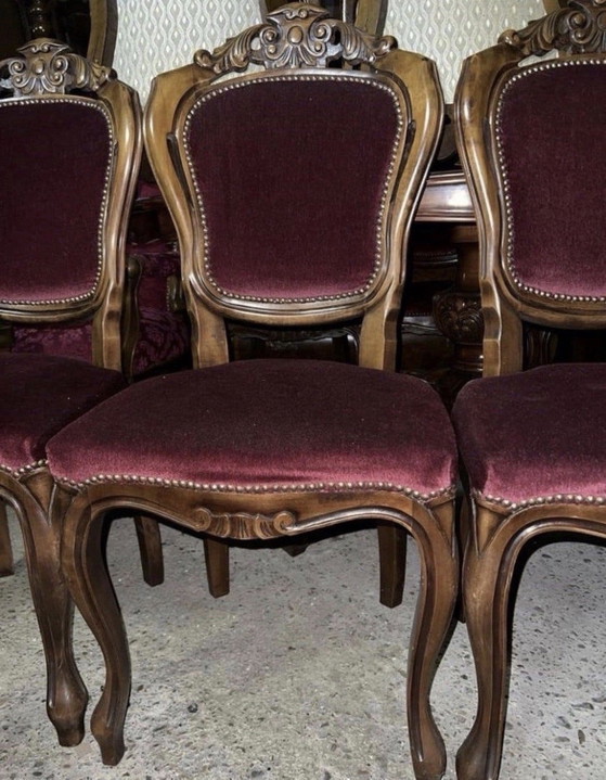 6 Sedie da pranzo barocche – Velluto, Legno (photo 7 of 10)