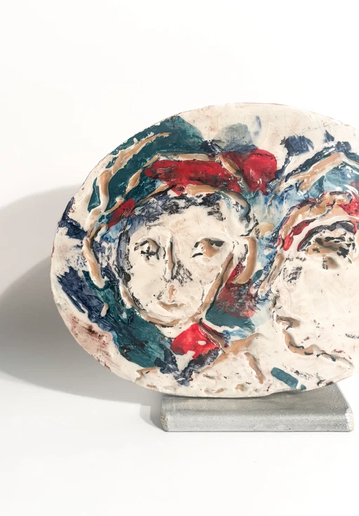 Painted Ceramic Plate by Ernesto Treccani, 1970s – decoratieve objecten (photo 2 of 6)
