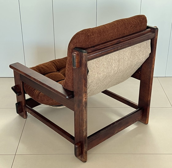 Image 1 of Scandinavian oak armchair and ottoman, 60s