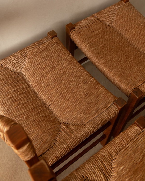 French Mid-Century Wood and Rush Dining Chairs, 1960s, Set of 6, Beige (photo 11 of 22)
