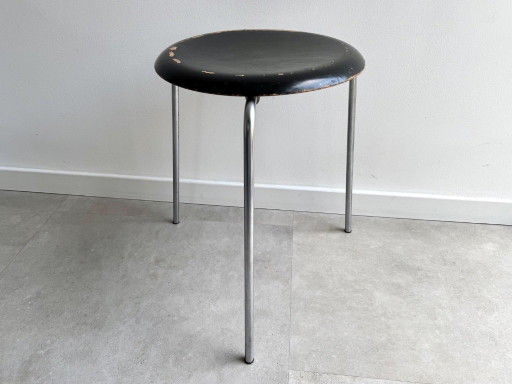 1x Taburete "Dot" de mediados de siglo, 1968, de Arne Jacobsen para Fritz Hansen #2 – krukjes, Metal, Wood, Vintage