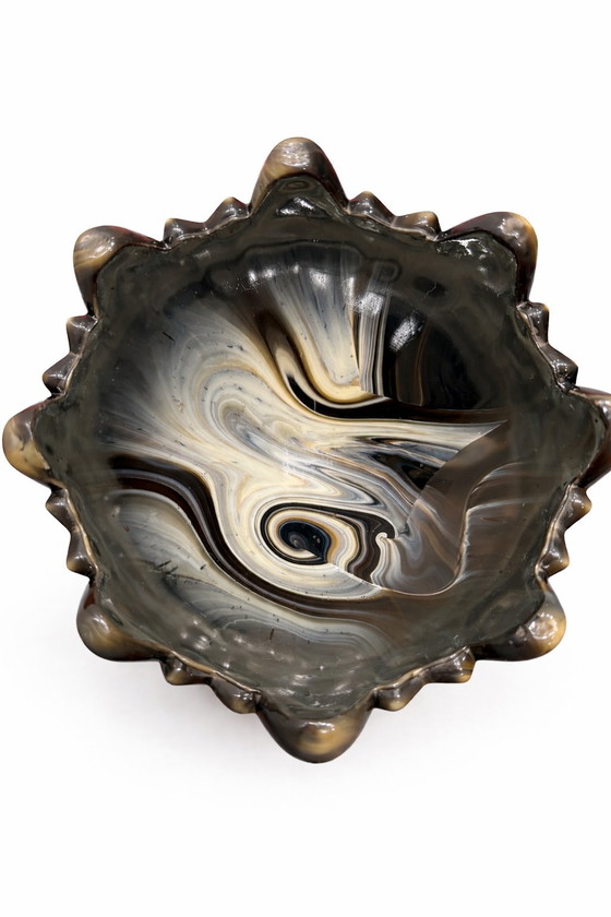Image 1 of Zeldzaam Art Deco onyx glazen tafelstuk met duiven – STS Abel Zagreb, 1930