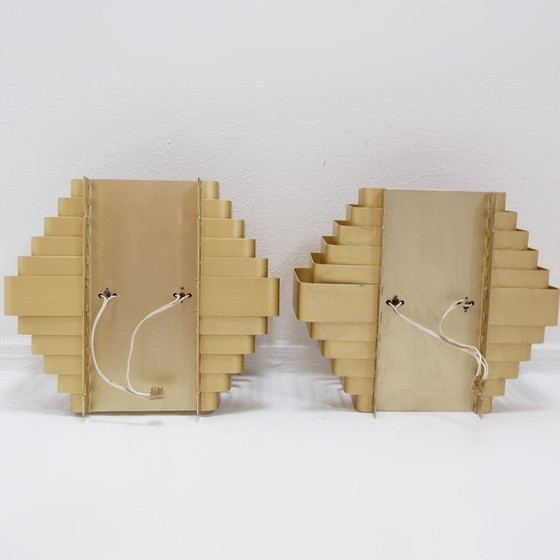 Image 1 of Paar vergoldete Aluminium-Wandleuchten von Jules Wabbes - 2 Paare verfügbar (2)