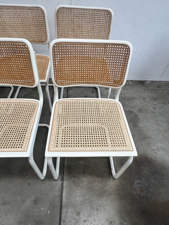 Image 1 of Six Vintage Cesca Design Chairs, White Finish, 1980's