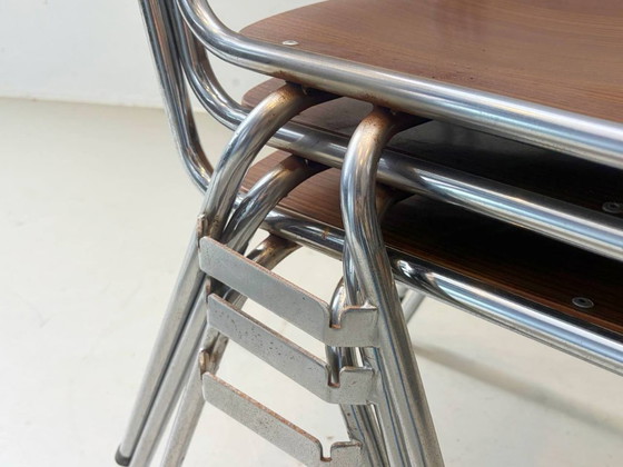 Image 1 of 6 vintage stapelstoelen met chromen frame, jaren 70