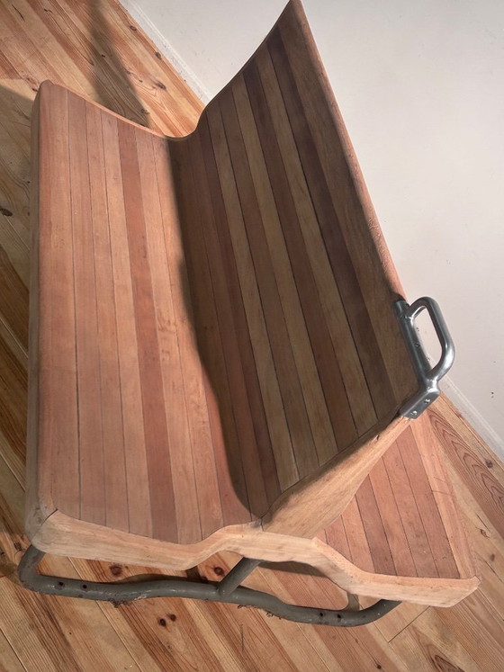 Image 1 of Vintage mid-century train bench