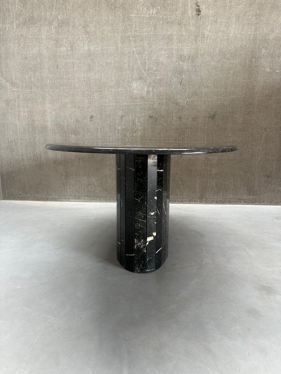 Image 1 of Vintage Nero Marquina Oval Marble Dining Table