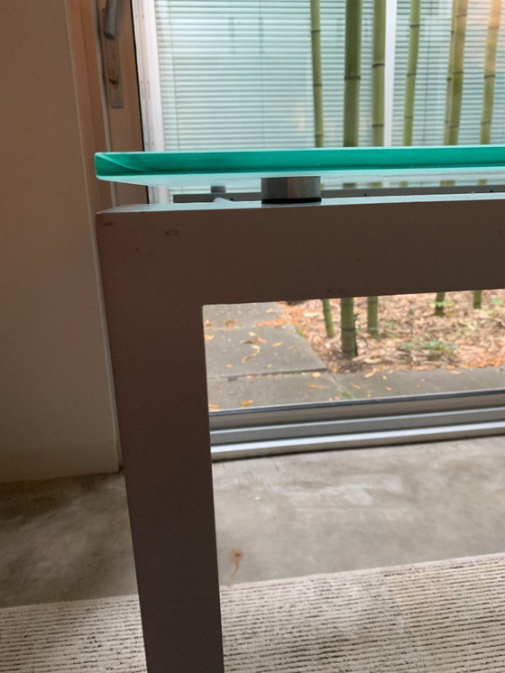 Image 1 of Aluminum table with glass top