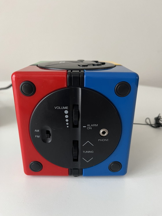 Image 1 of Rubik's Cube Style Digital FM Clock Radios - Space Age Memphis