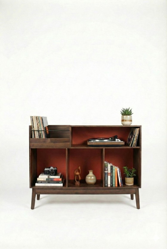 Image 1 of Mid-Century Modern Turntable & Vinyl Record Cabinet - Scandinavian Style