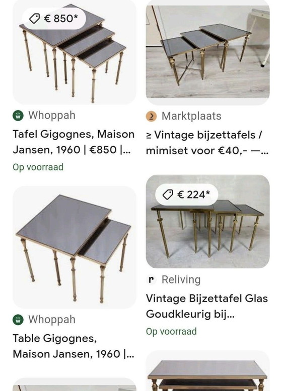 Vintage tavolini a incastro in ottone Mimiset Maison Jansen – Gigones Maison Jansen, Oro (photo 2 of 5)