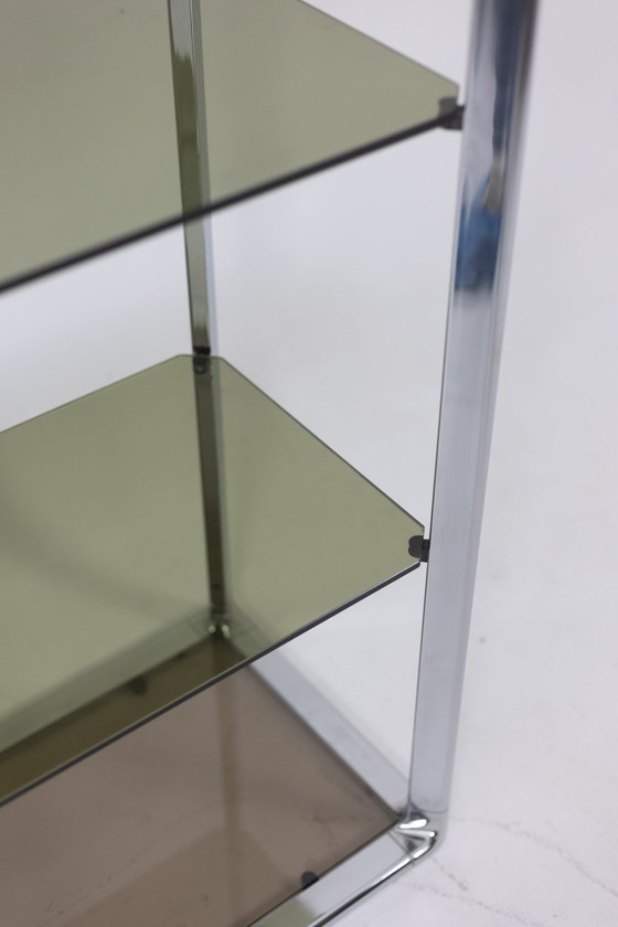 Image 1 of Pair of Shelves with 6 Shelves, Chromed Metal Frame, 1970s