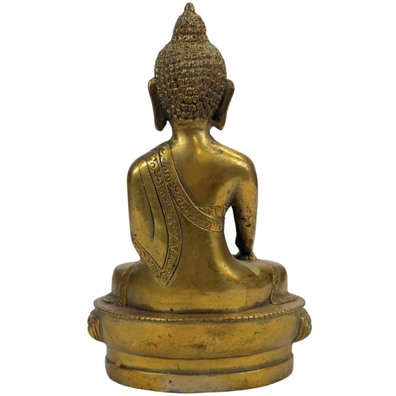 Gilded Bronze Buddha Statue – Bhumisparsha Mudra – Symbol for Grounding, Strength, and Enlightenment (photo 5 of 11)