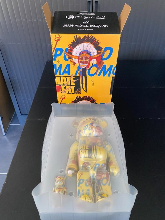 Image 1 of Bearbrick Andy Warhol x Jean Michel Basquiat N3 400% + 100% Medicom Spielzeug