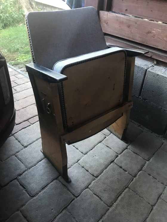 Mid-Century Hungarian 1-Seater Cinema Bench from Szék és Faárúgyár,, 1950s, Benches, Wood, Grey (photo 2 of 7)