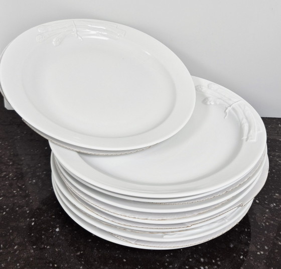 Image 1 of Asparagus Service Set: Plate, Platter, Gravy Boat, Cutlery, Bavaria Seltmann Weiden Porcelain - RARE!
