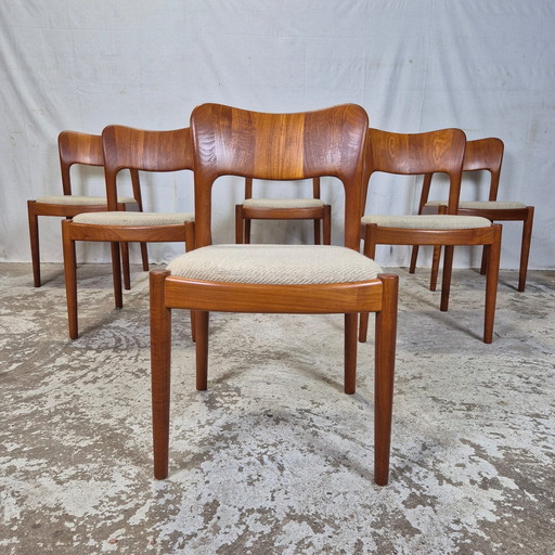 6x Koefoed, John Mortensen 'Ole' eetkamerstoel vintage Deens